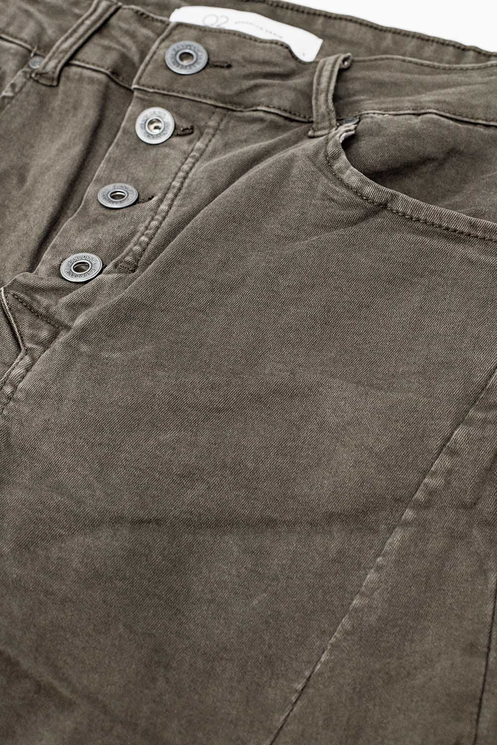 Exposed buttons skinny jeans in gray - trousers