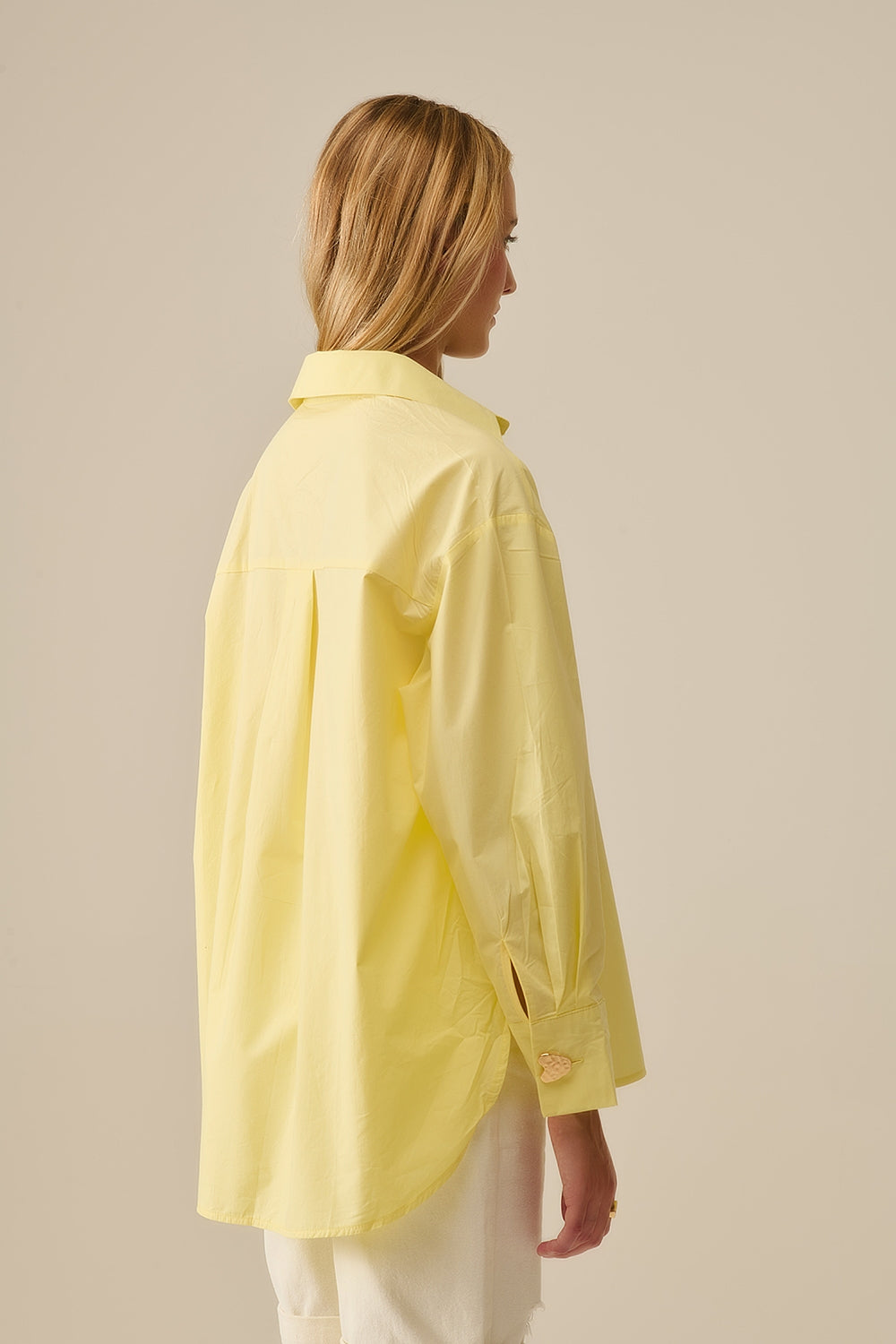 Relaxed Poplin Shirt With Gold Heart Buttons in yellow - Shirts