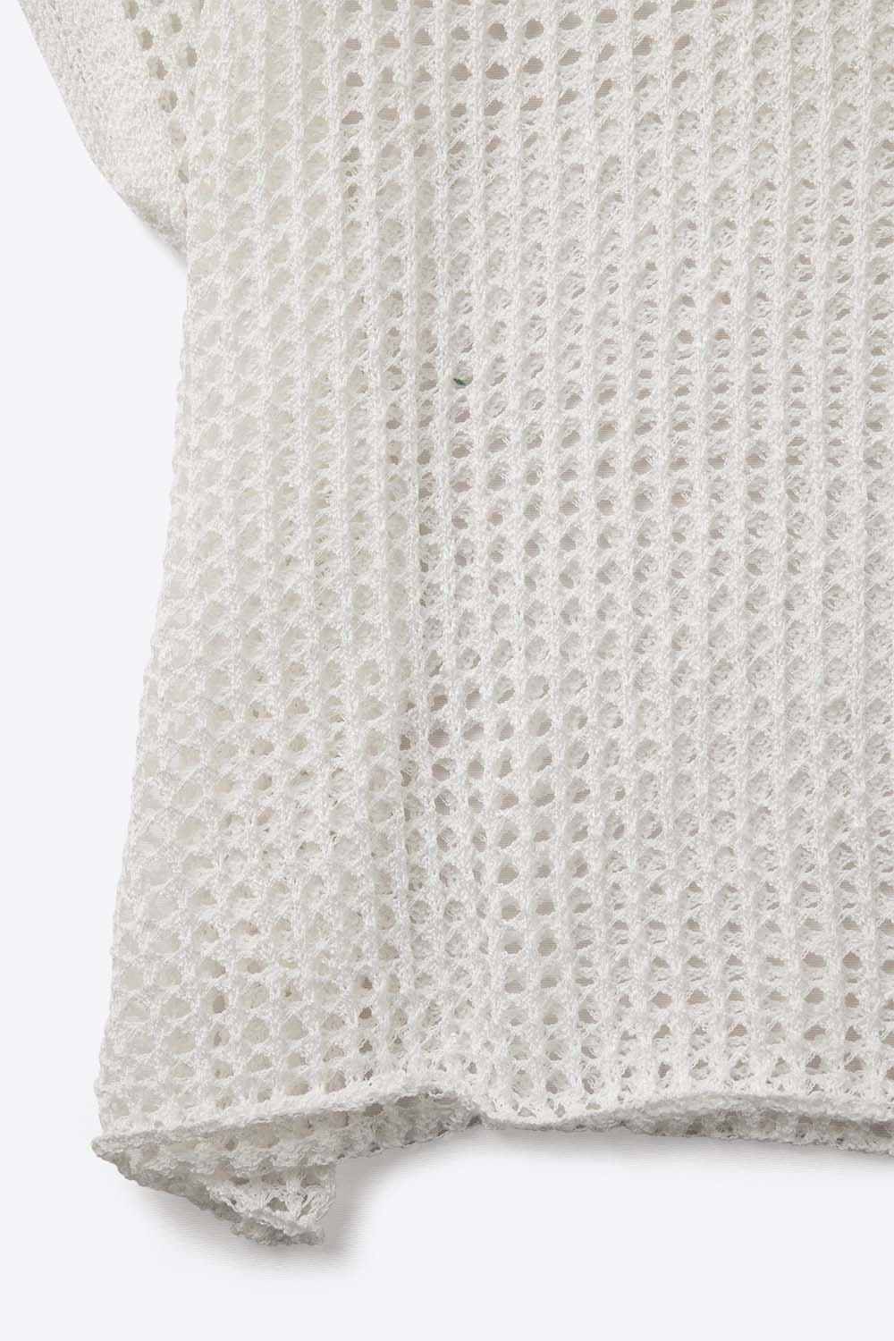 Open Knit Crochet dropped Sleeved Top in white