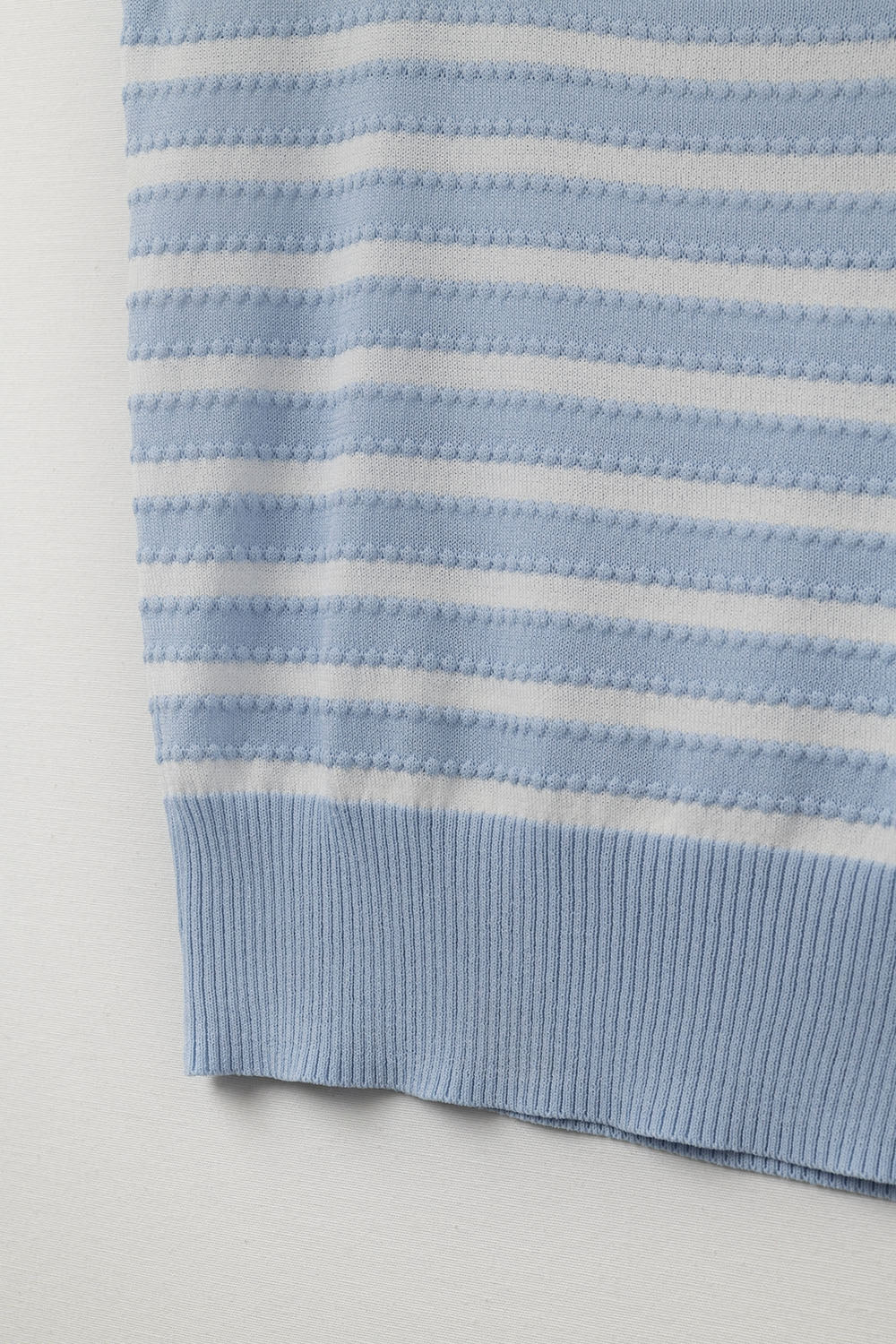 Square neck Stripped Sweater in baby blue and White - jumper