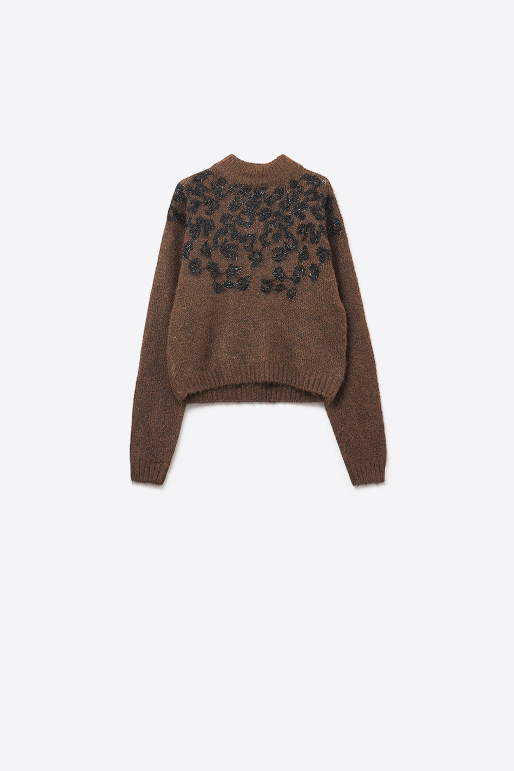 Brown Knitted Sweater with Abstract Design