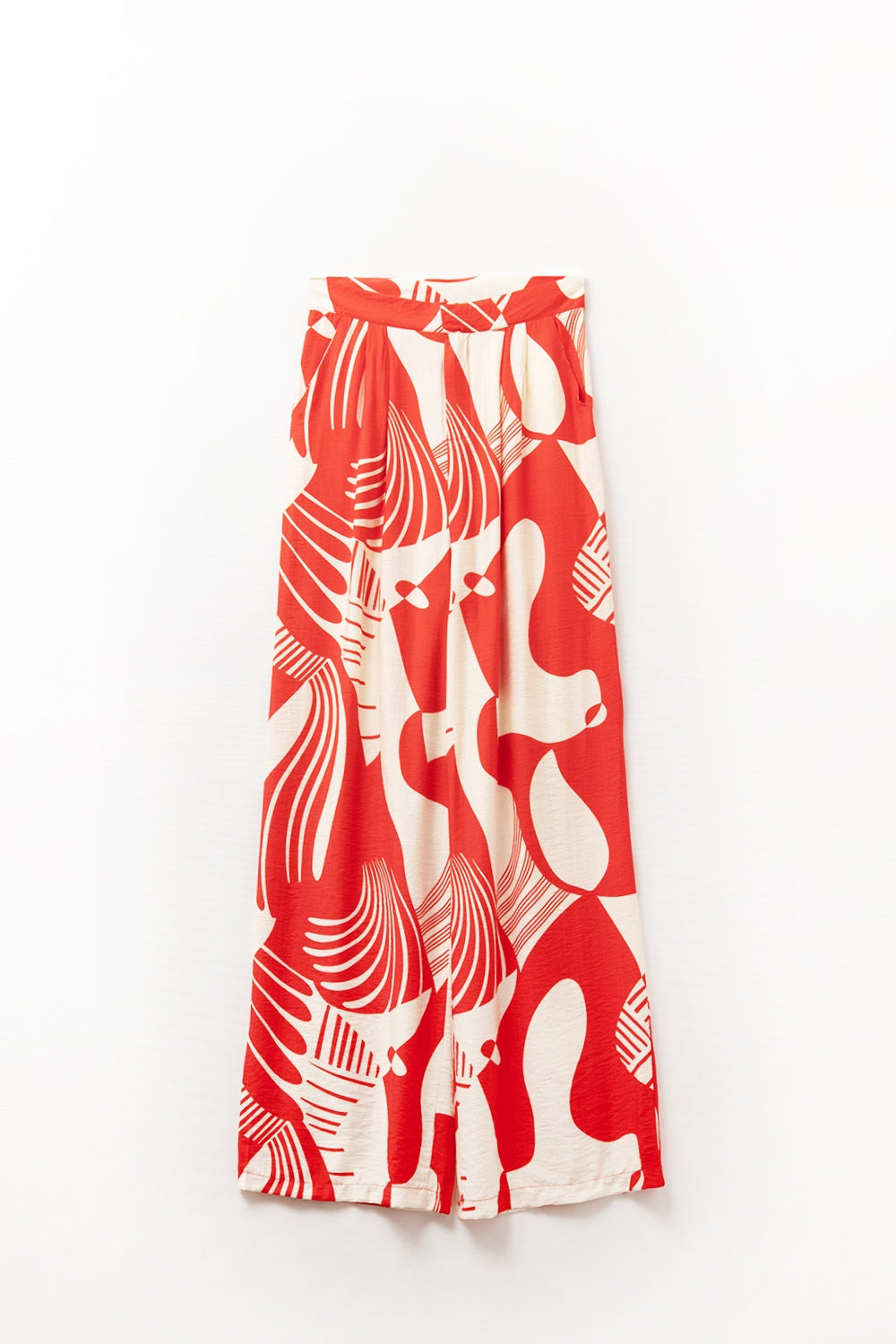 Red abstract print wide-leg trousers - trousers