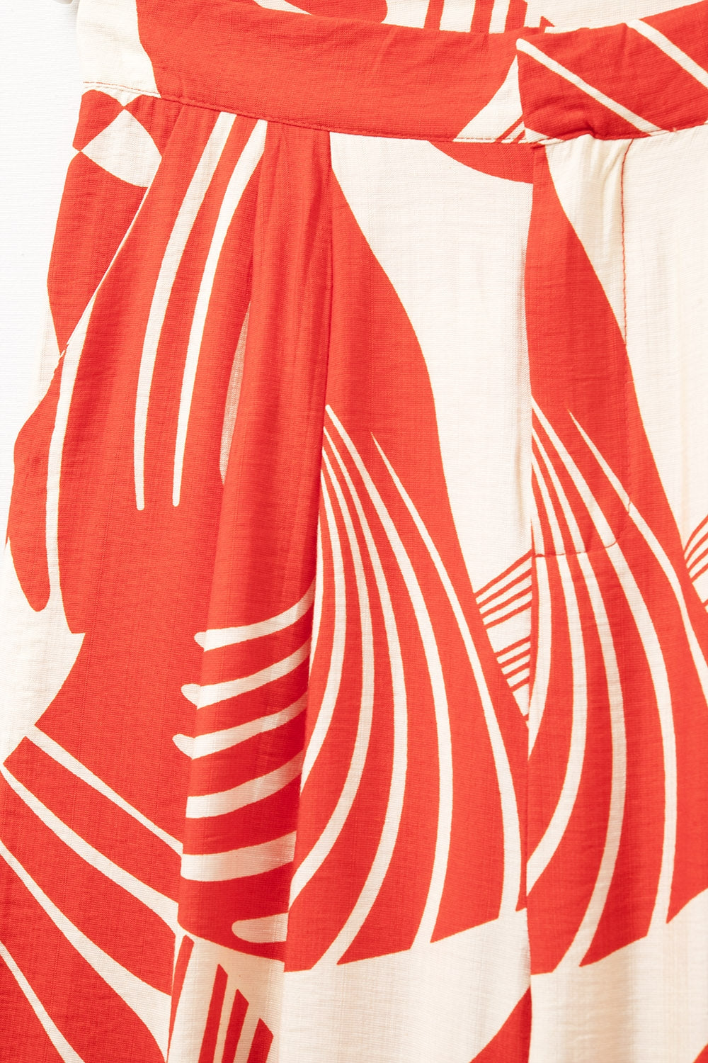 Red abstract print wide-leg trousers - trousers