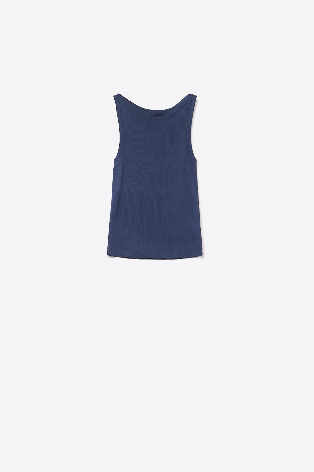Navy Ribbed fine knit Sleeveless Top - Jumpers