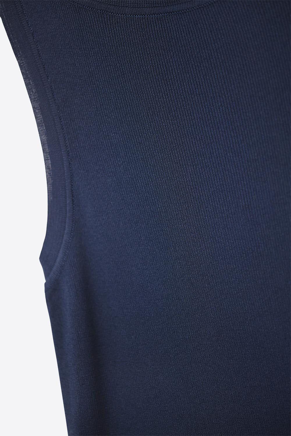 Navy Ribbed fine knit Sleeveless Top - Jumpers