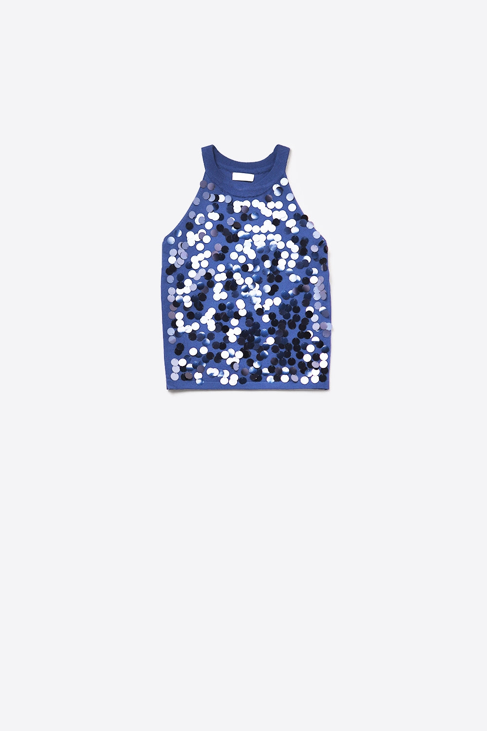 Navy knit top with sequin detail