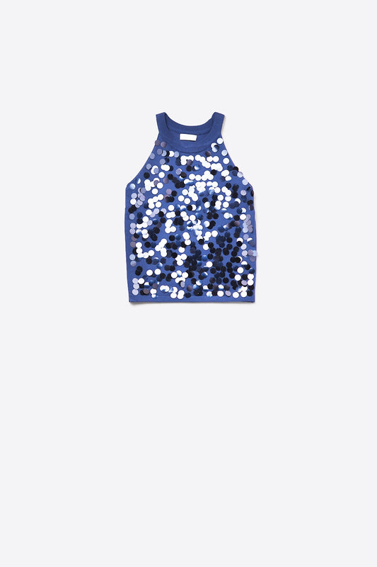 Navy knit top with sequin detail - Jumpers