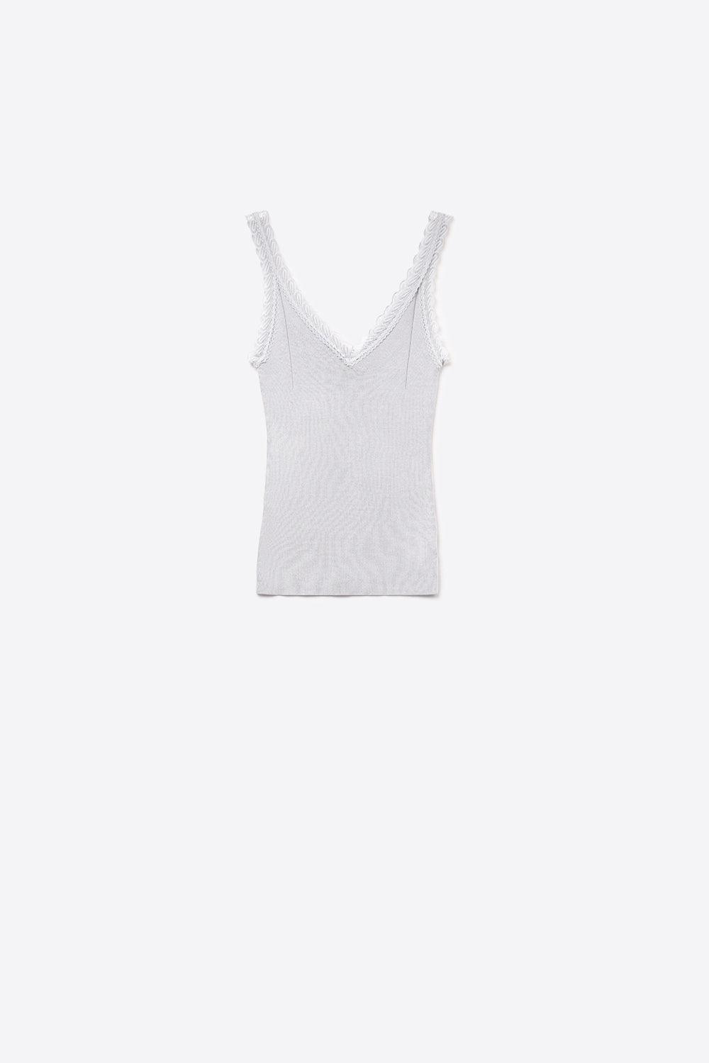 Scoop Neck Lace knitted Trim Tank Top in Grey