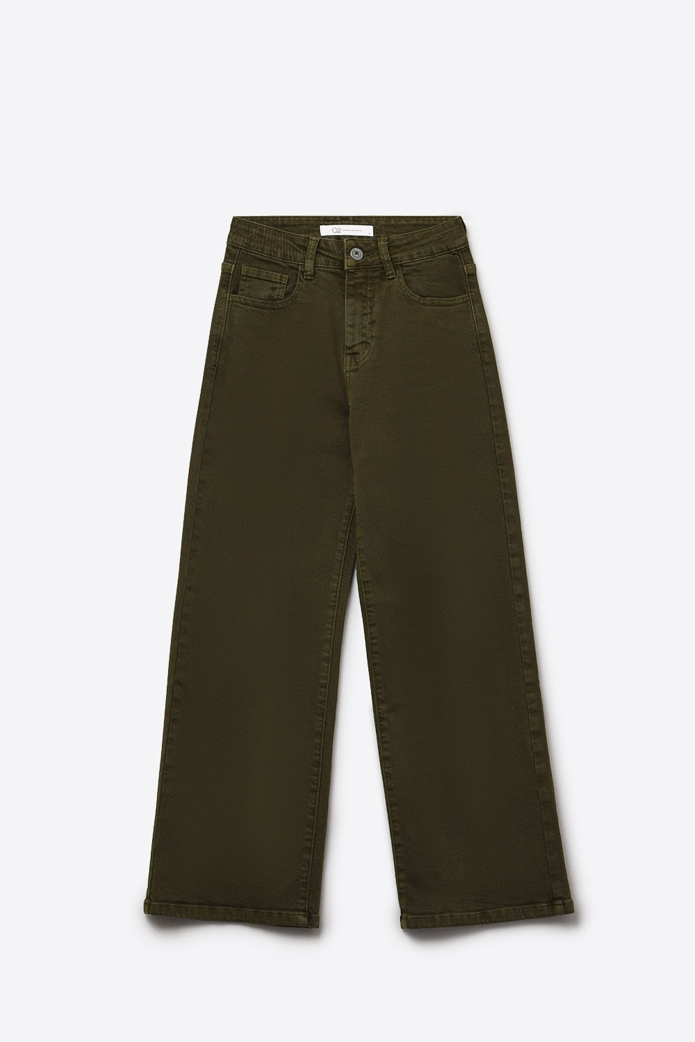 Cropped wide leg jeans in olive green - Coloured Jeans