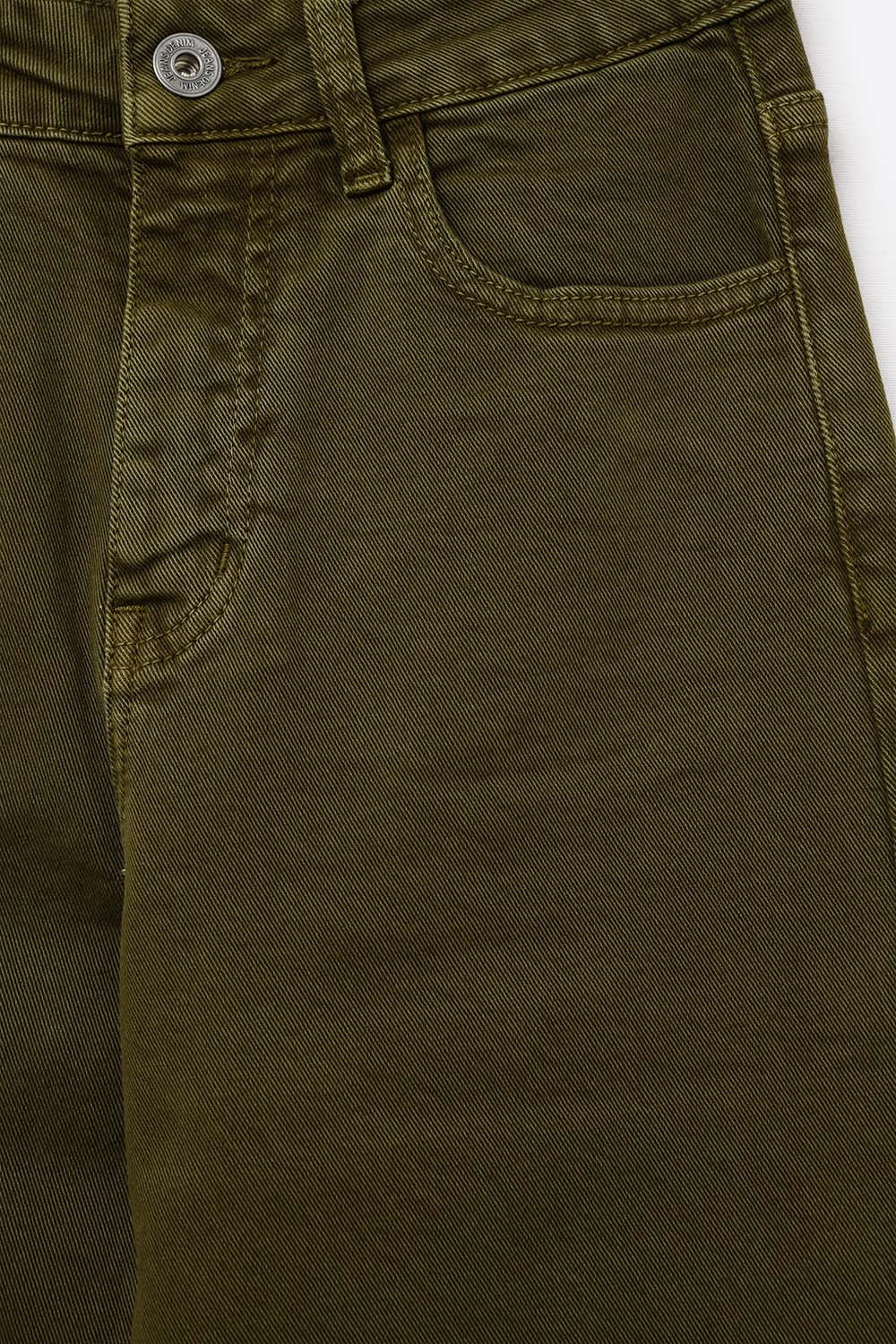 Cropped wide leg jeans in olive green - Coloured Jeans