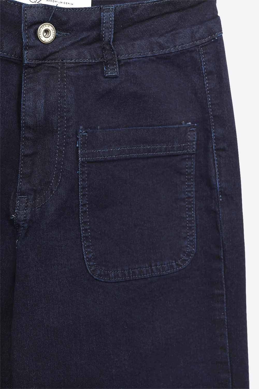 Straight Marine Jeans With Pocket Detail in Deep Blue - Denim