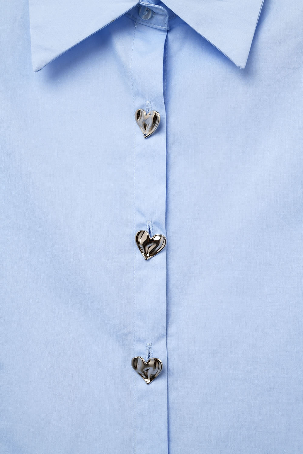 Blue Sleeveless Blouse with Heart-shaped Buttons - Shirts