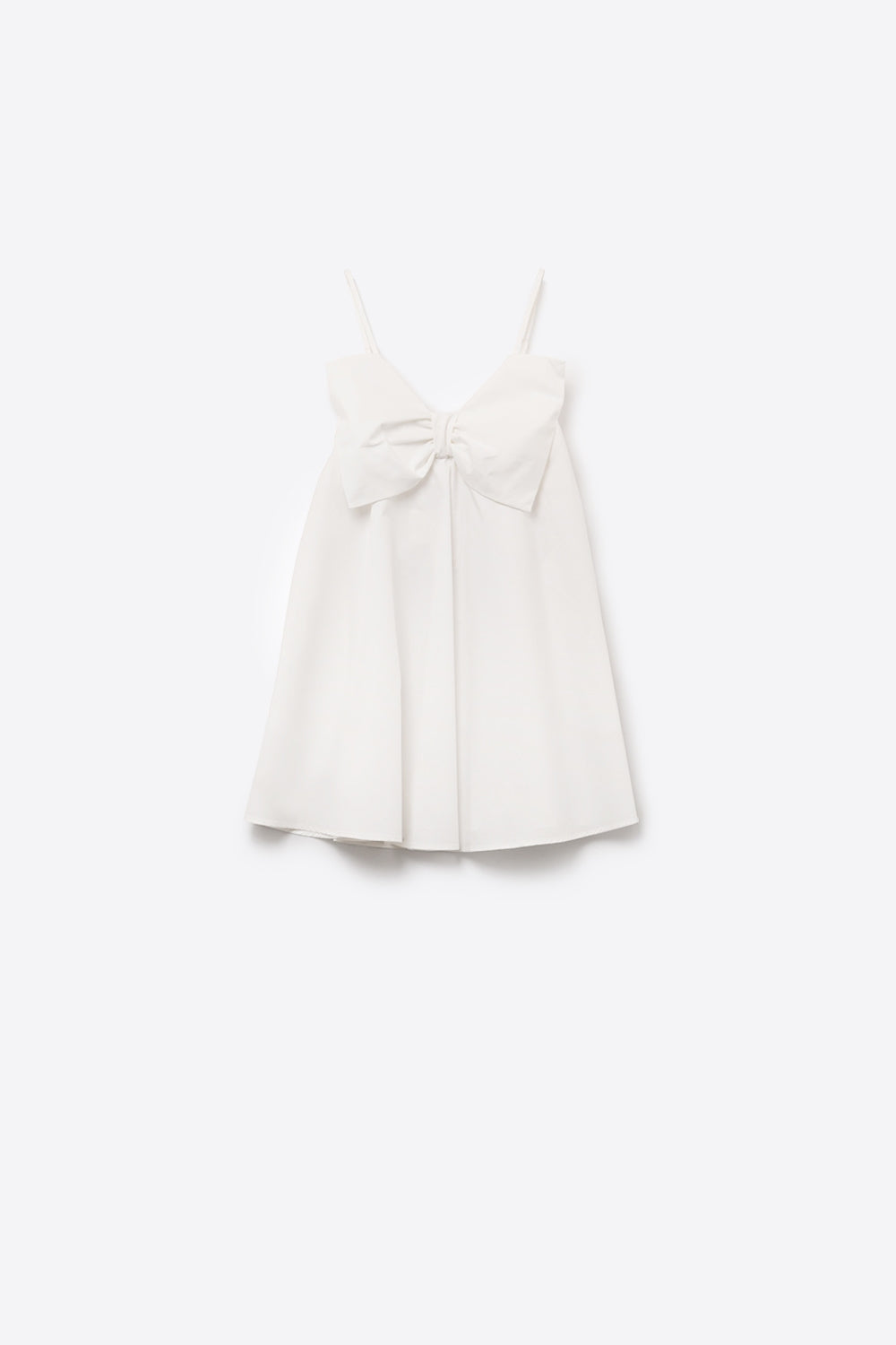 White poplin mini dress with a big bow detail - dress