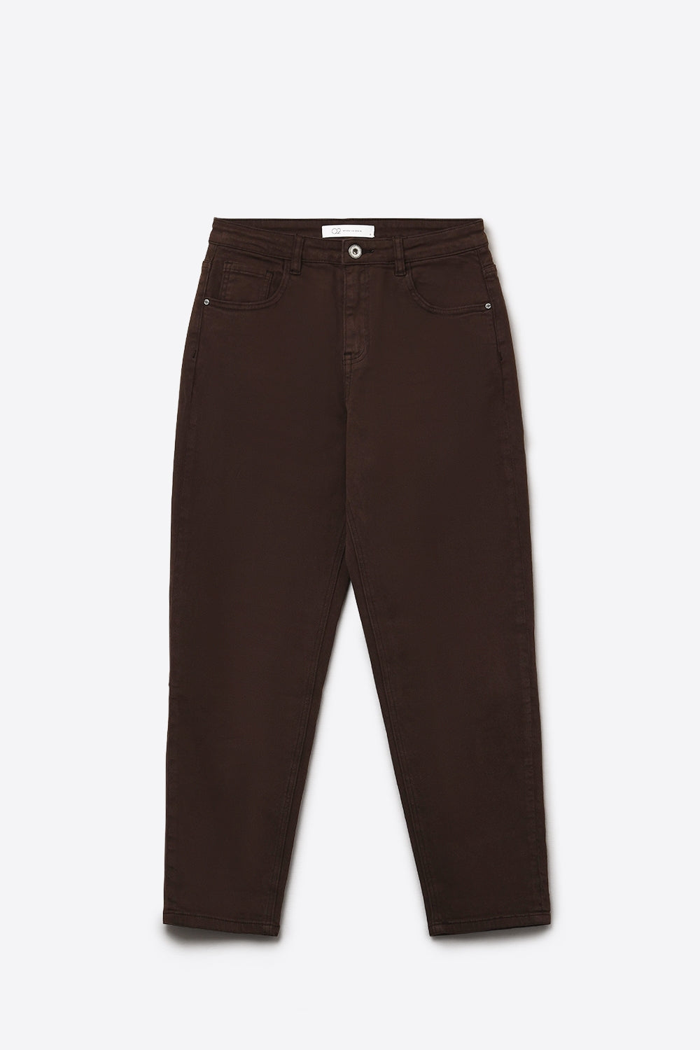 Cotton mid rise slouchy jean in chocolate brown - Coloured Jeans