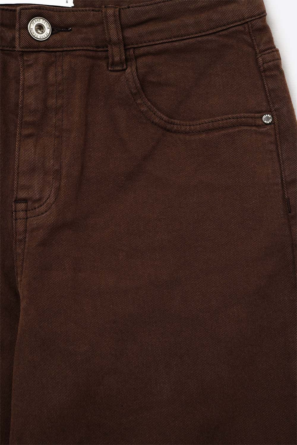 Cotton mid rise slouchy jean in chocolate brown - Coloured Jeans