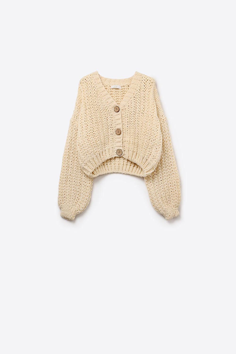 Open Knit Chunky Cardigan In beige