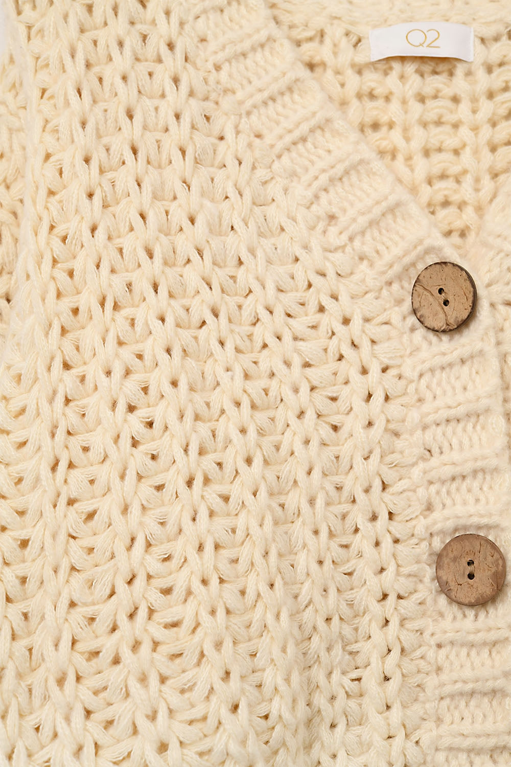 Open Knit Chunky Cardigan In beige