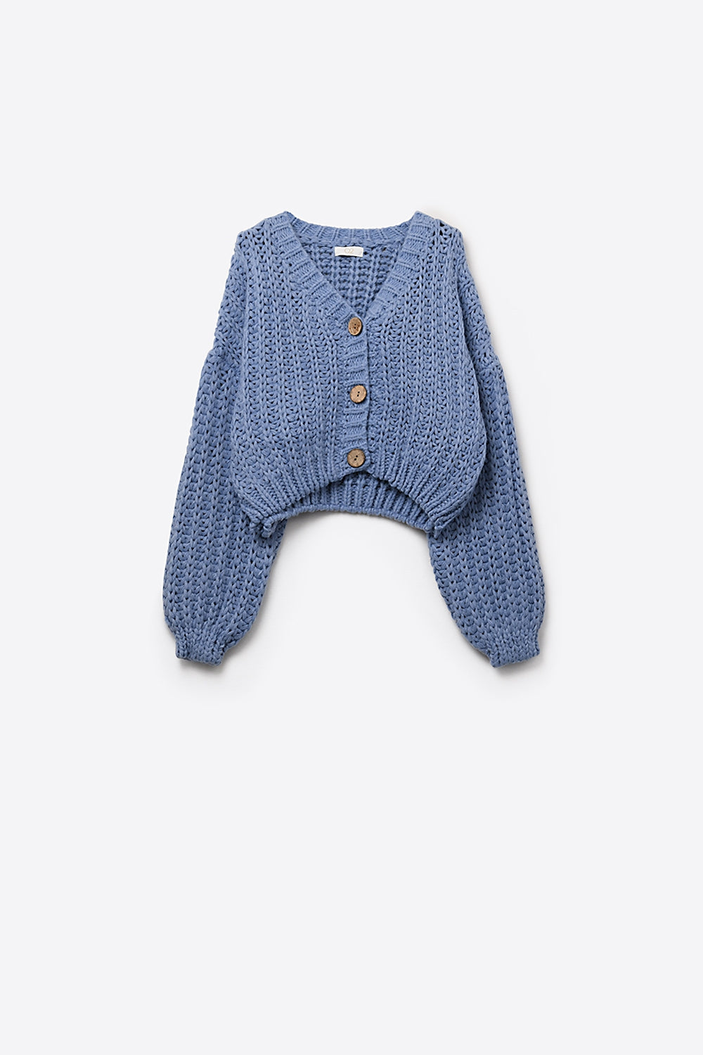 Open Knit Chunky Cardigan In blue