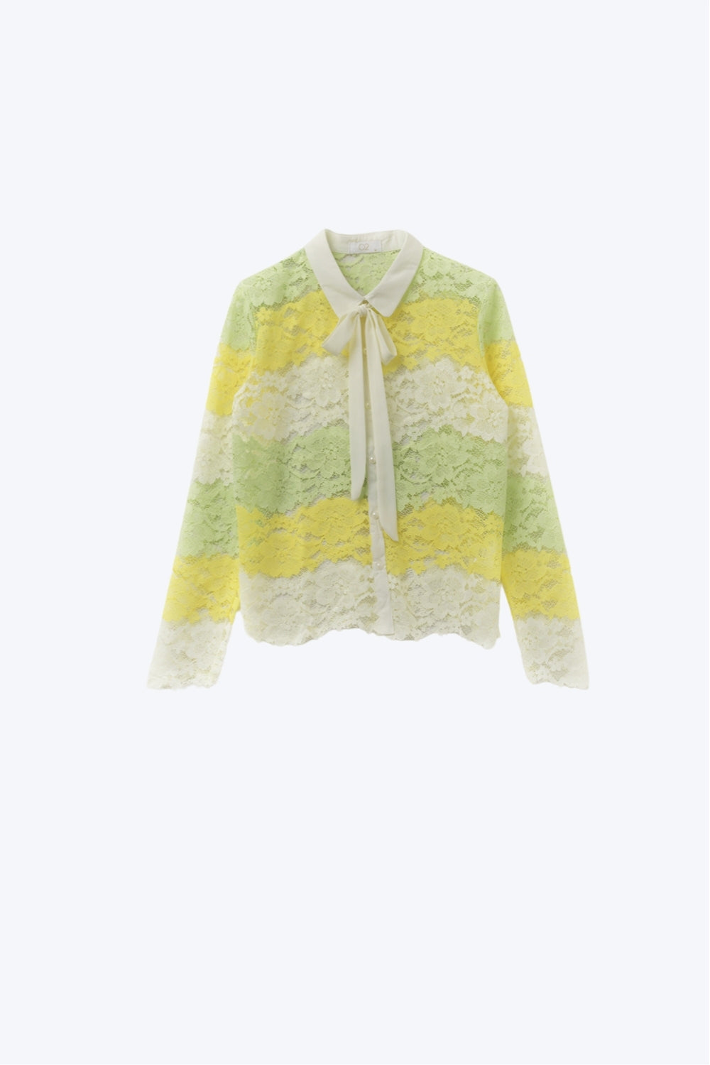 Multicolored lace blouse with bow - Shirts