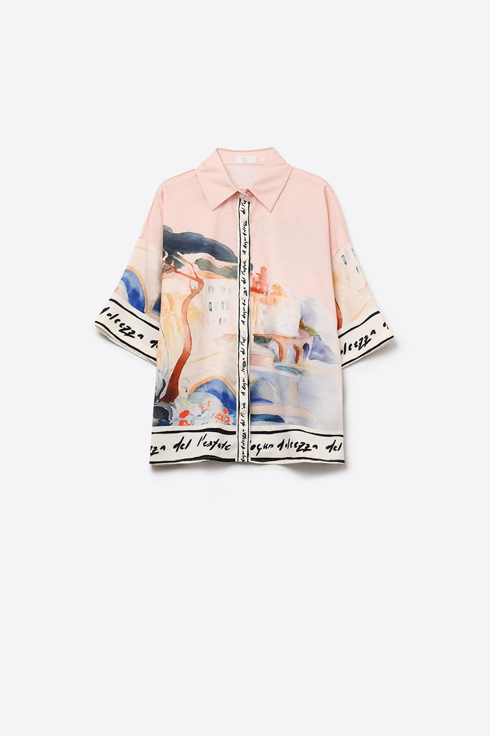 Chemise à imprimé aquarelle rose estival