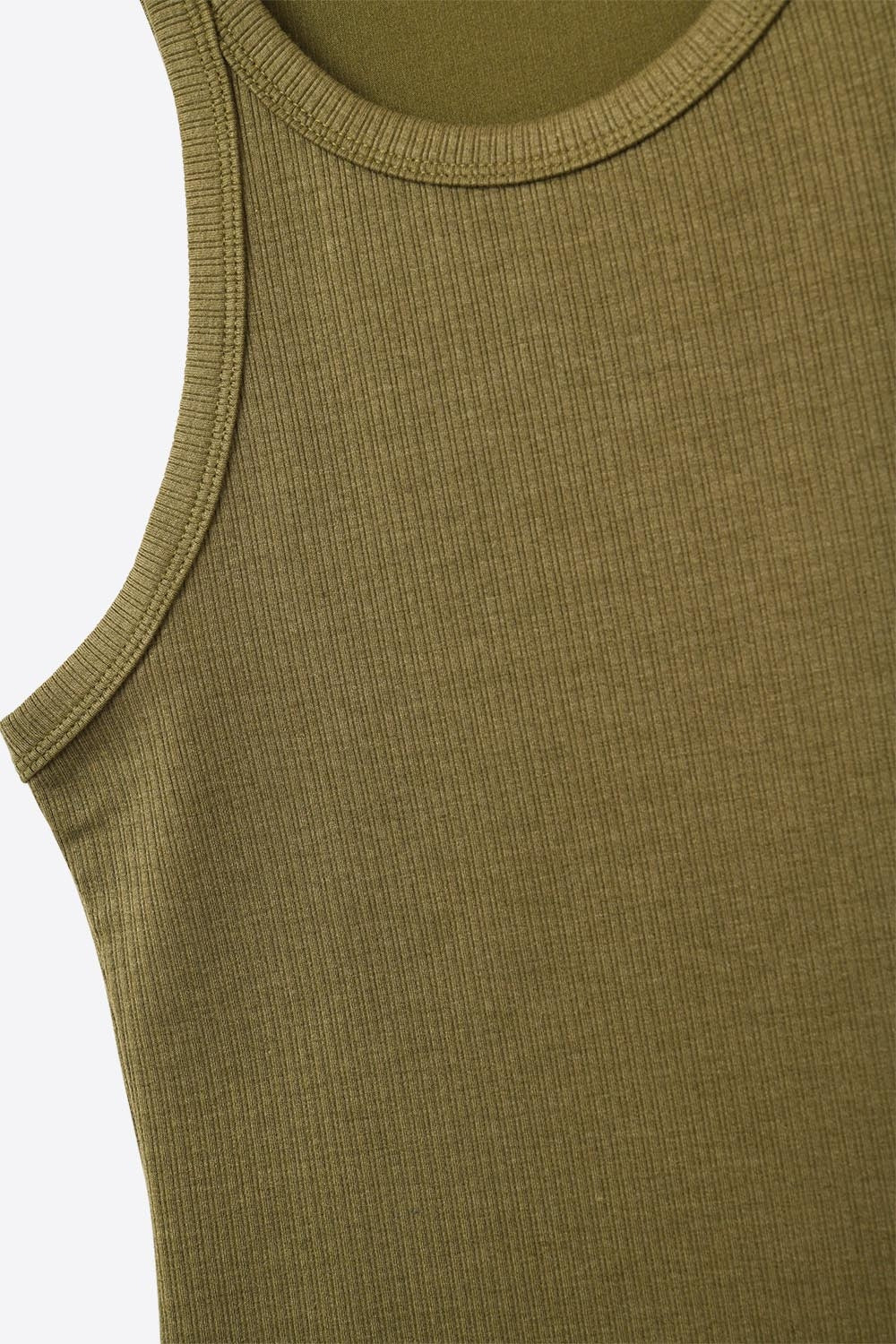 Khaki Tight-fitting swimmer-type T-shirt with round neckline and straps - top
