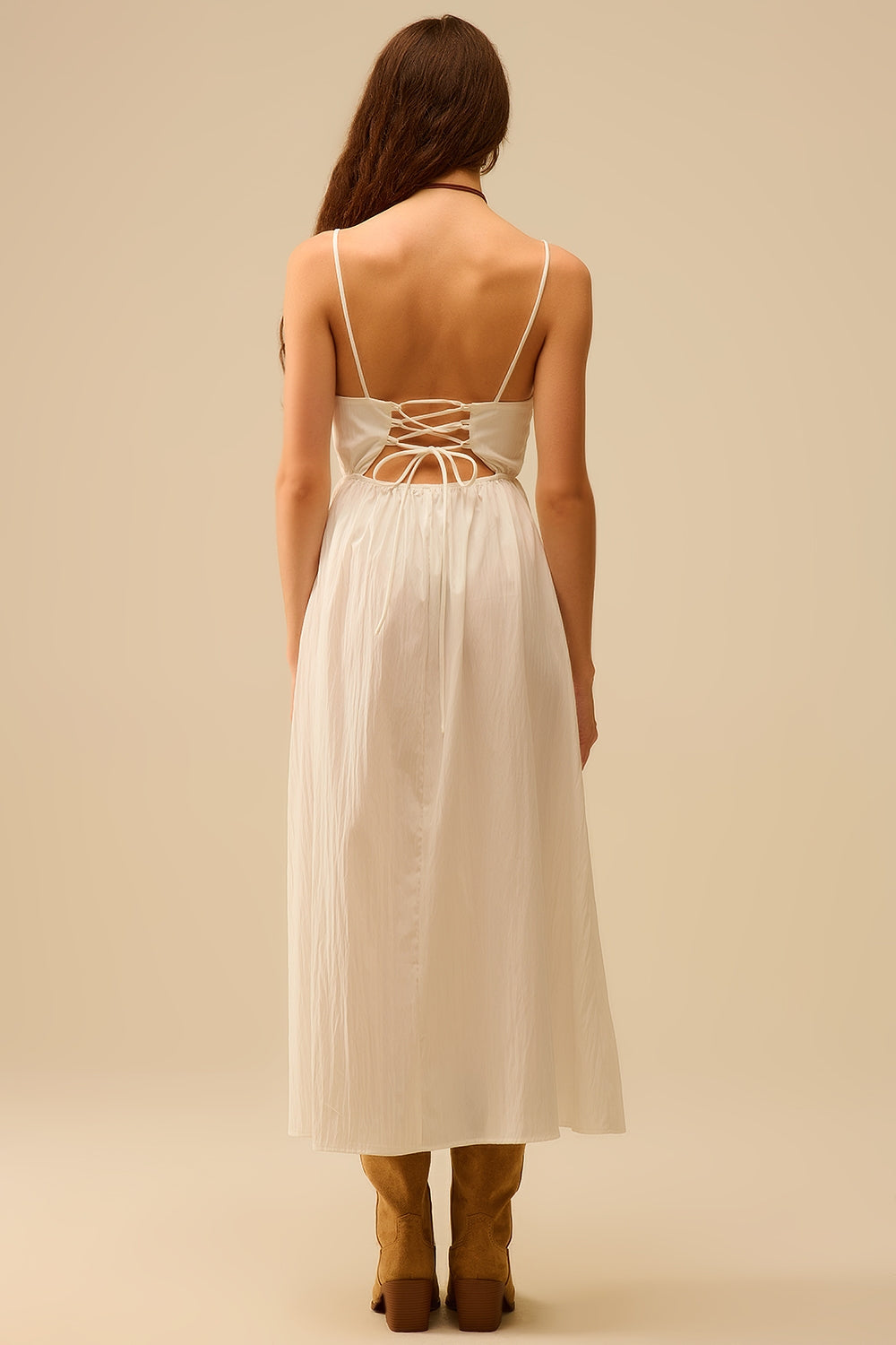 White maxi dress with embroidered palms - dress