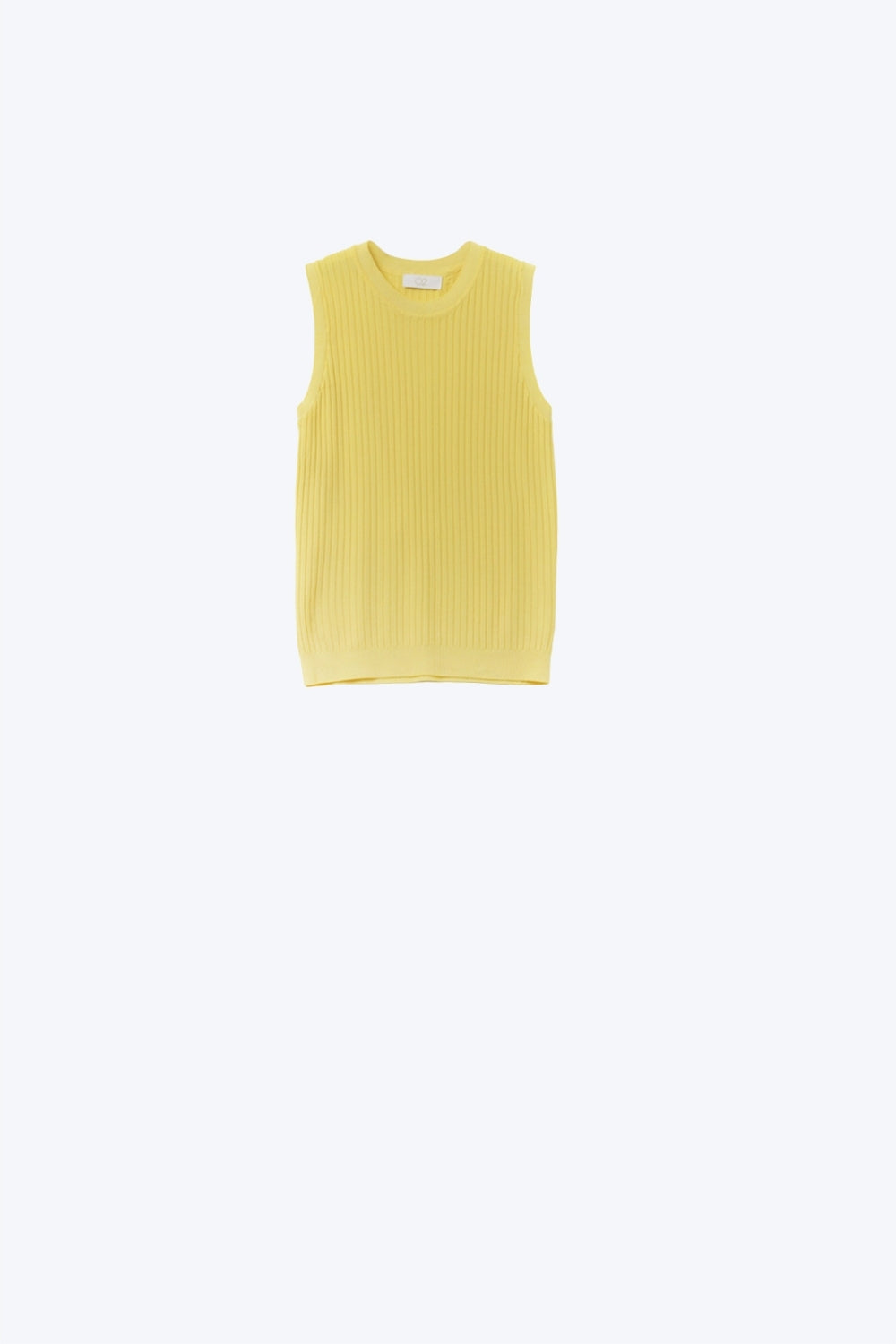 Yellow Sleeveless Ribbed Knit Top
