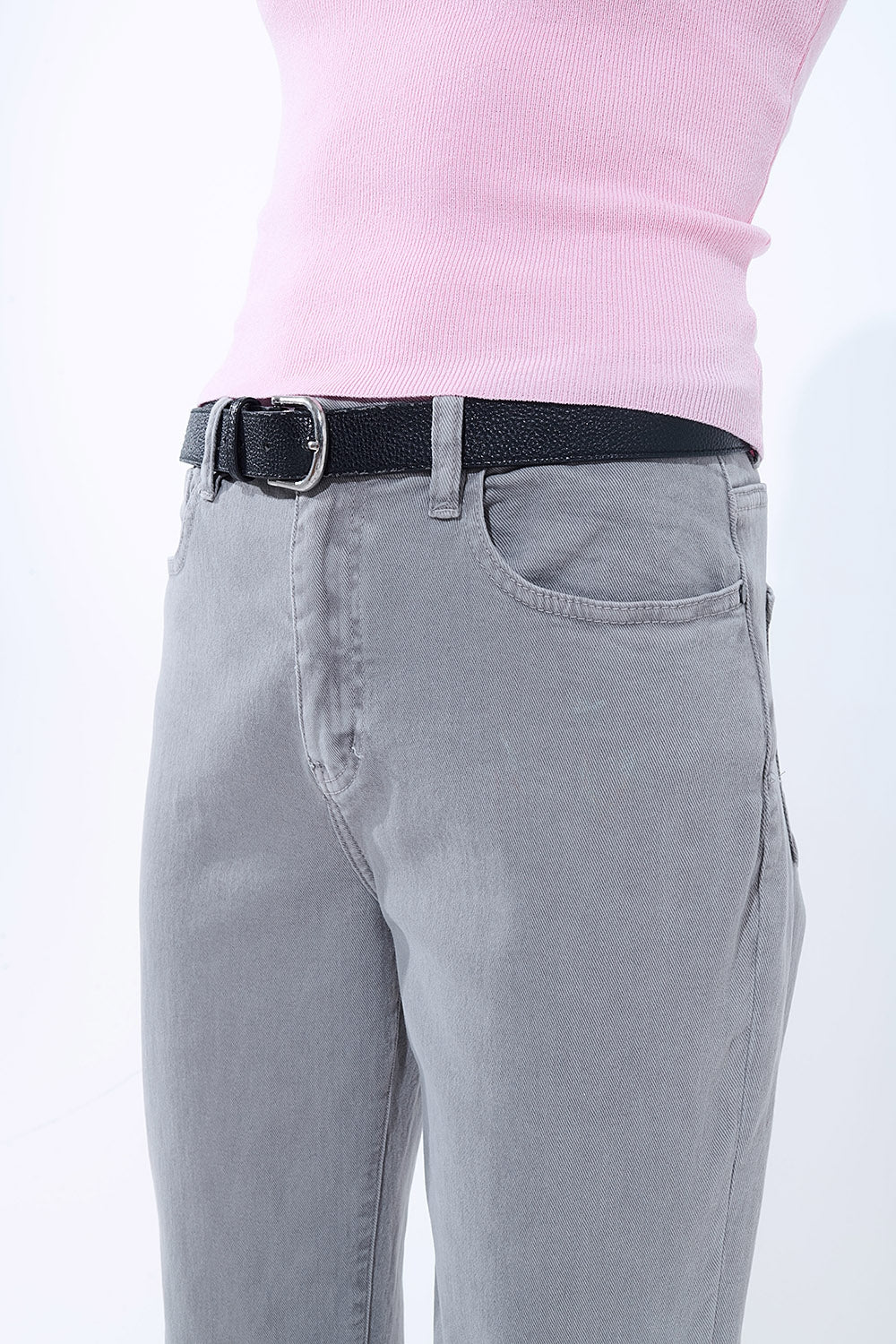 Straight leg Pants with cropped hem in Gray - trousers, Coloured Jeans