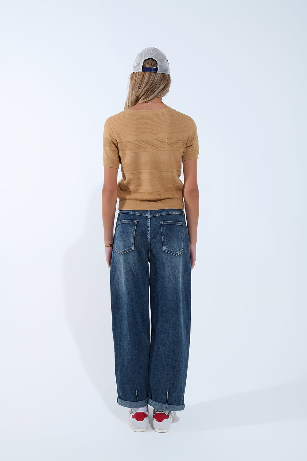 Textured Stripe Knit Sweater in Camel - jumper