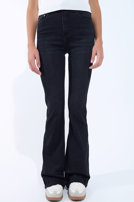 High waisted flare jeans in black - Denim