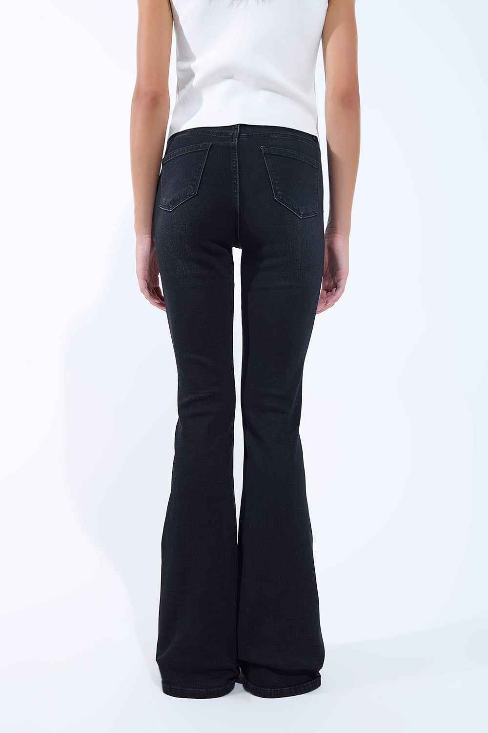 High waisted flare jeans in black - Denim