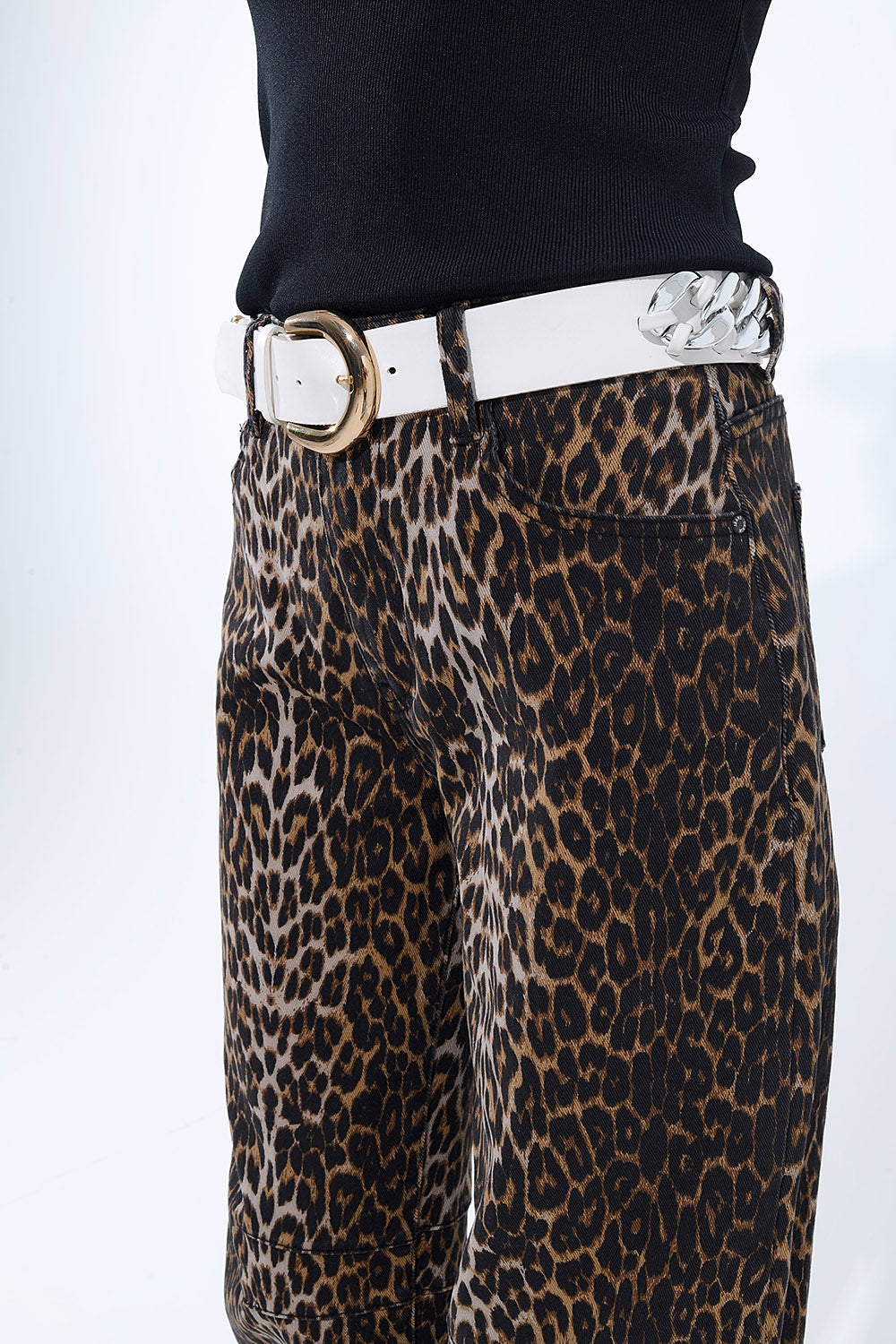 Barrel Leopard Print Jeans - trousers, Coloured Jeans