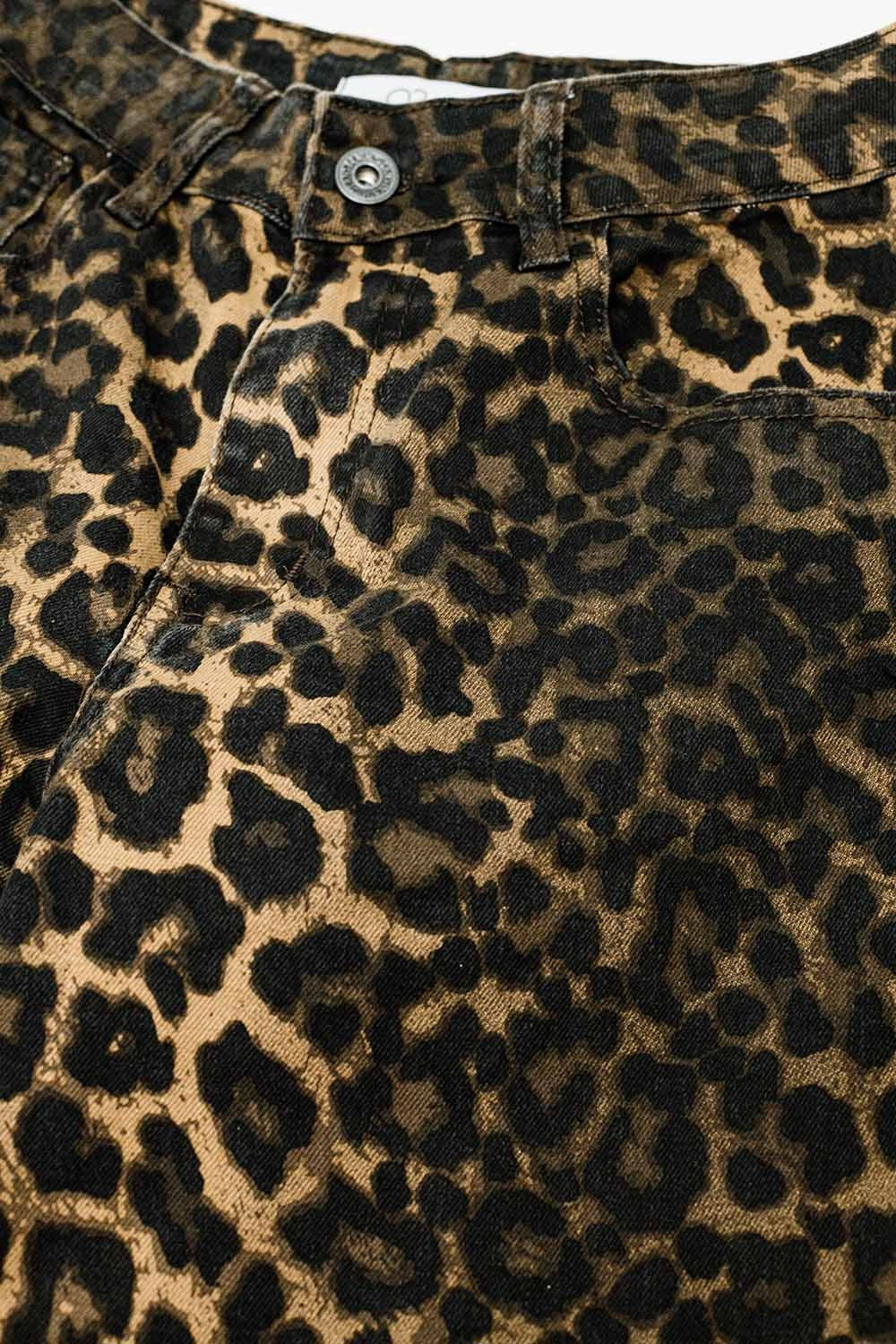 Leopard Print Straight Leg Jeans - trousers