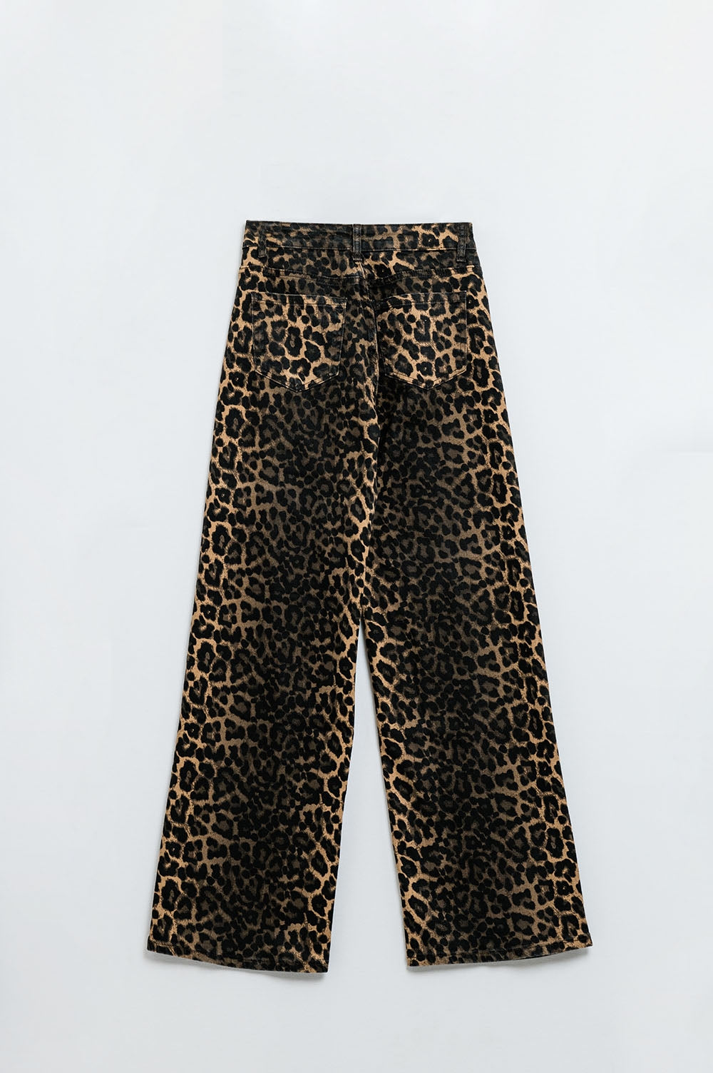 Leopard Print Straight Leg Jeans - trousers