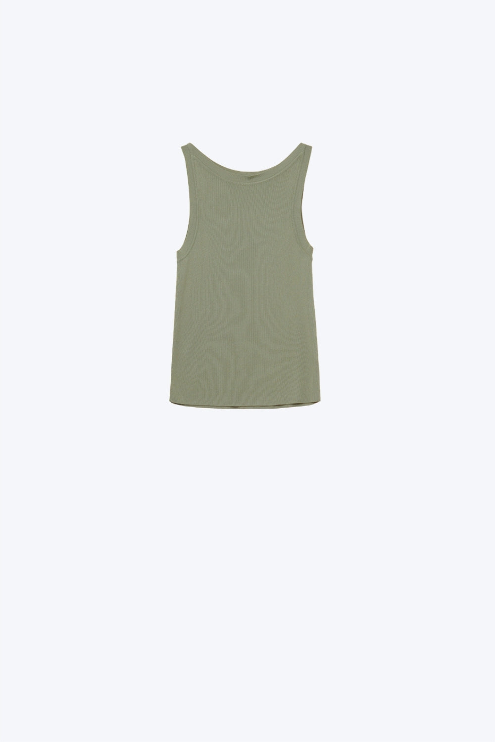 Khaki Boat Neck Comfy Ribbed Top