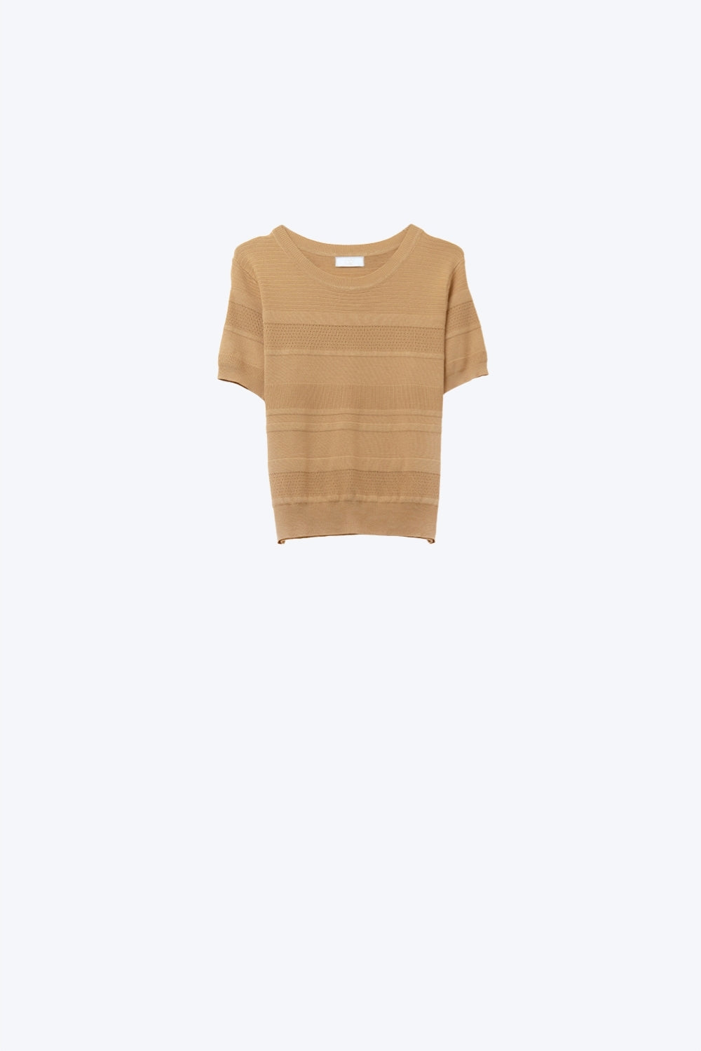 Textured Stripe Knit Sweater in Camel - jumper