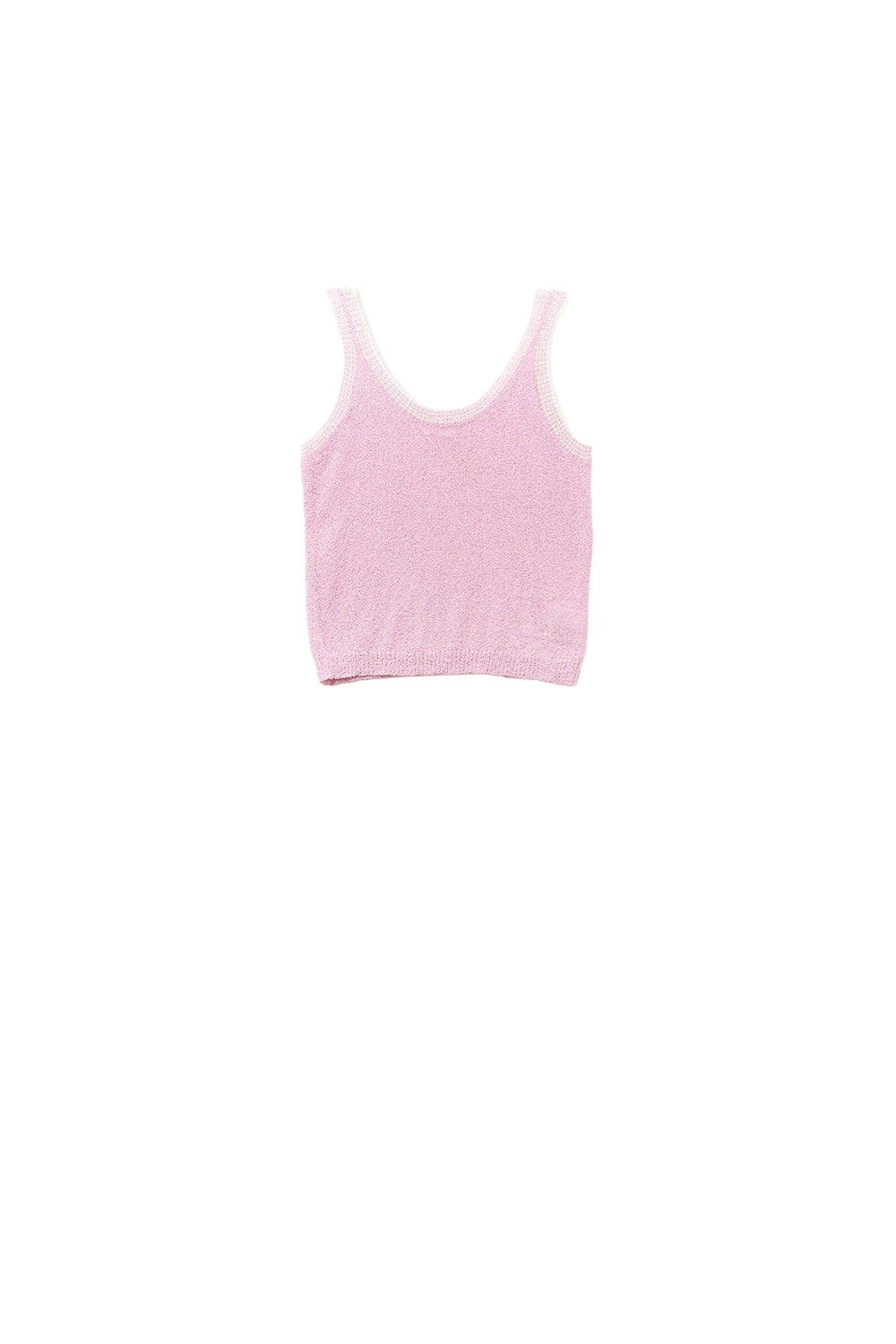Baby Pink Knit Tank Top with White Trim