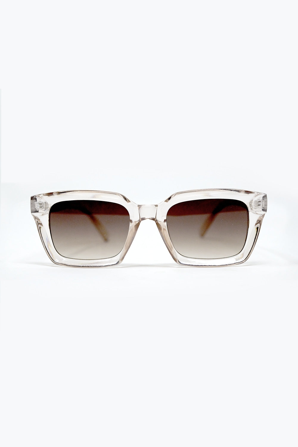 Retro style thick square translucent frame sunglasses