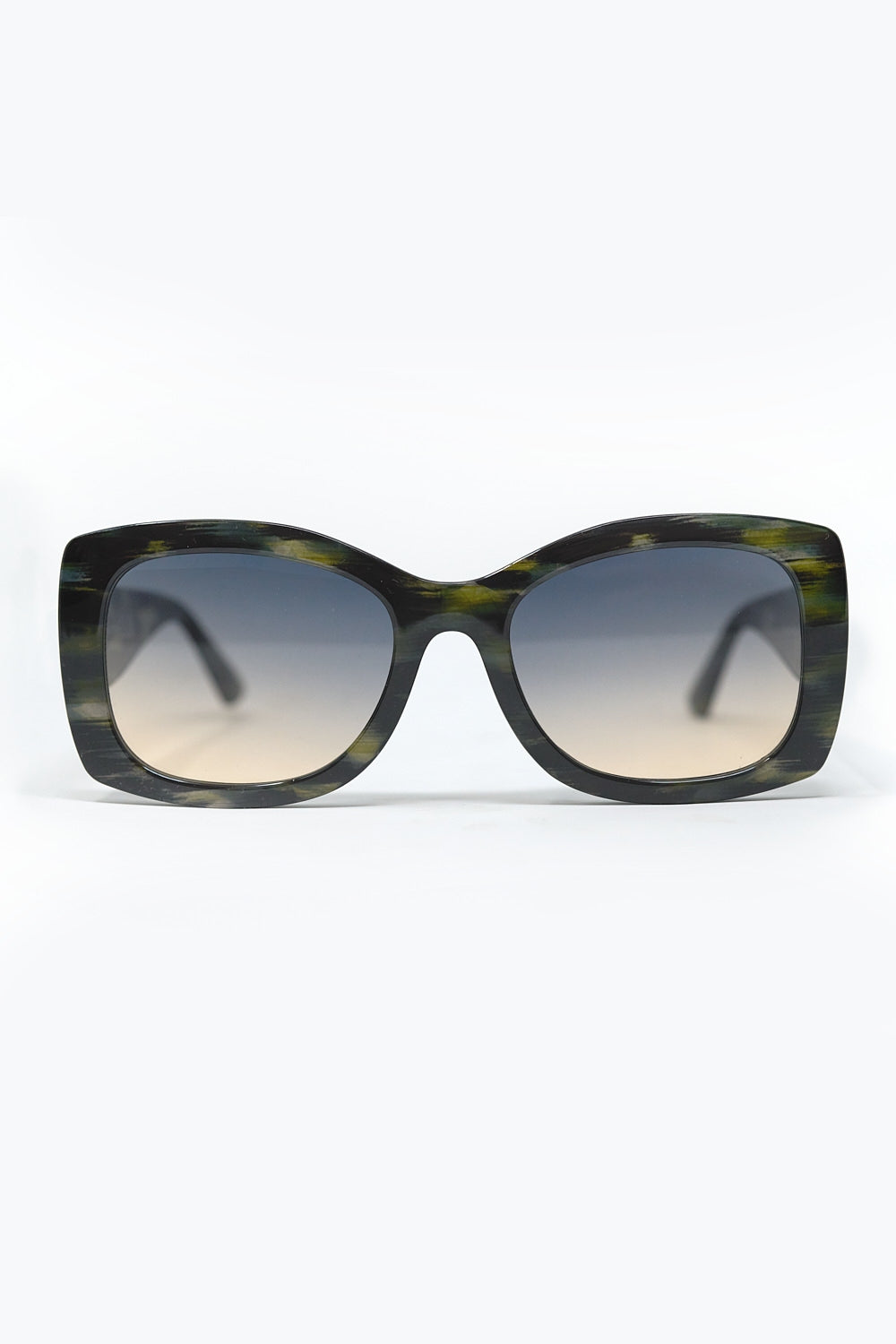 Green Tortoise Shell Oversized Oval Sunglasses in Acetate