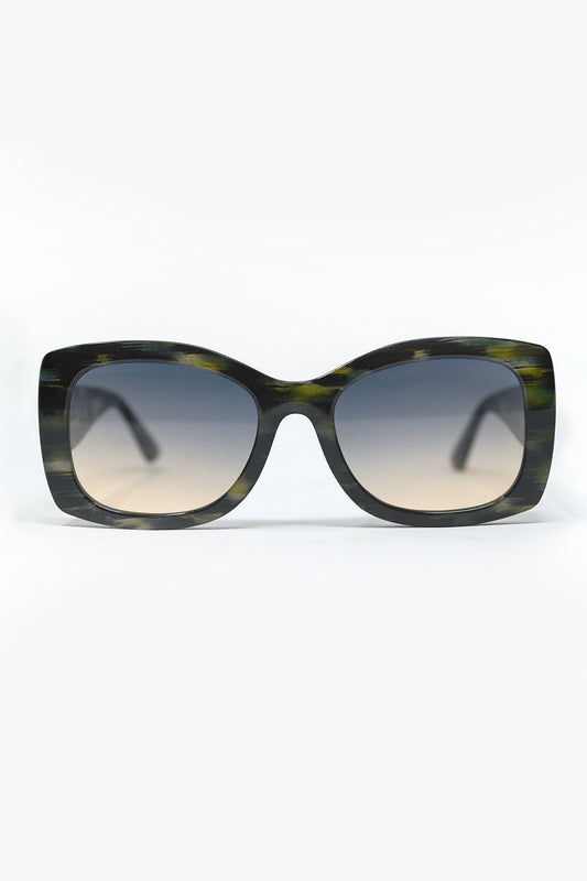 Green Tortoise Shell Oversized Oval Sunglasses in Acetate