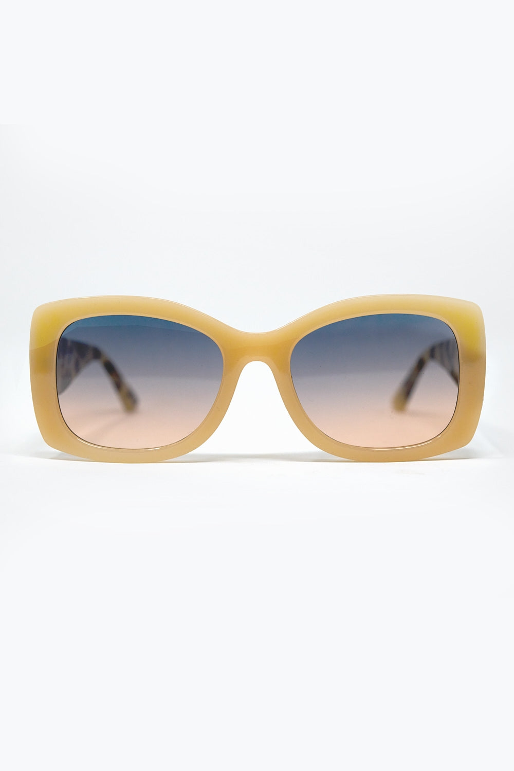 Beige Oversized Oval Sunglasses in Acetate