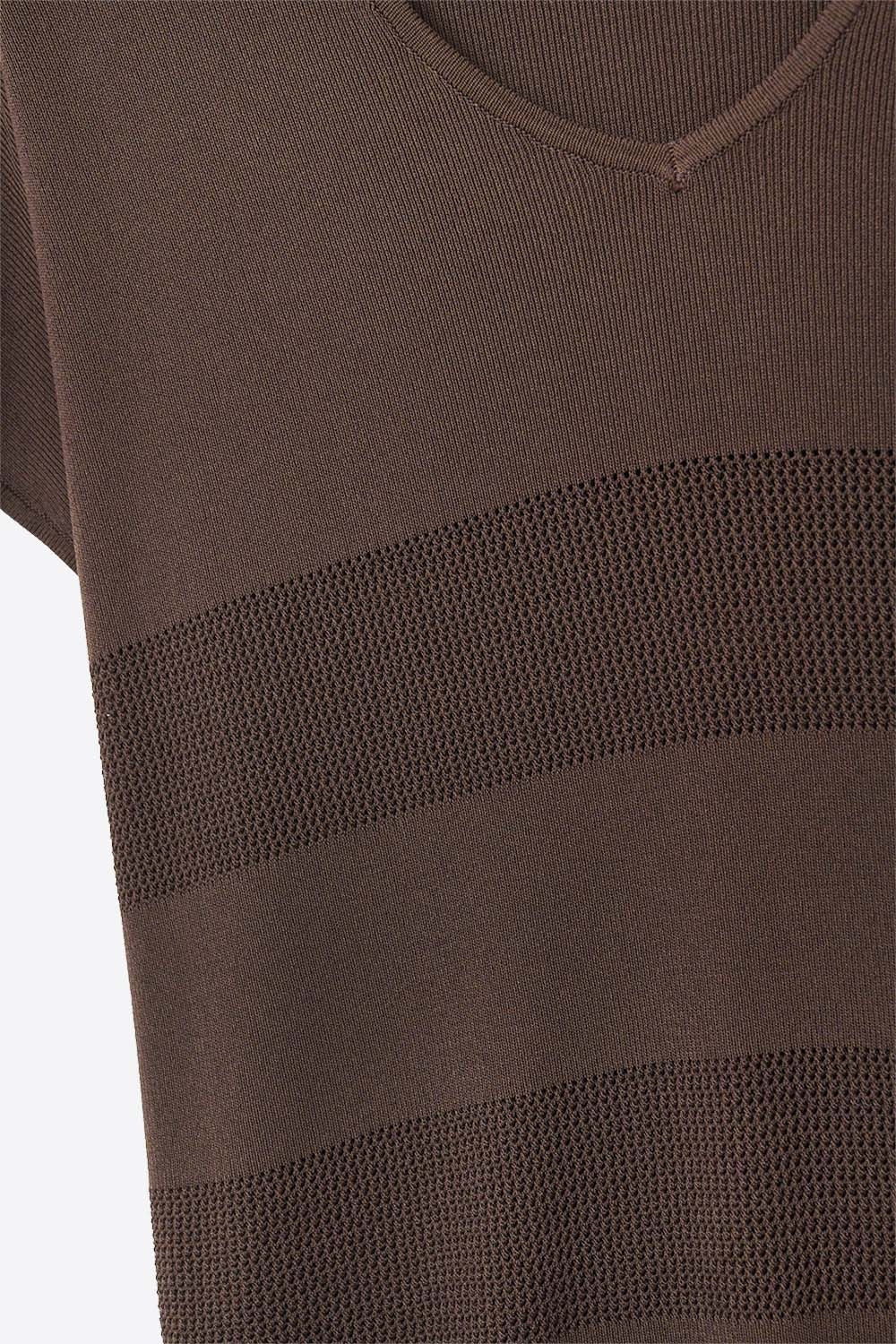 Brown Striped Texture Knit sweater - Jumpers