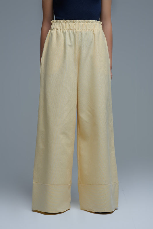 Yellow Striped Palazzo Pants with extra wide leg - trousers