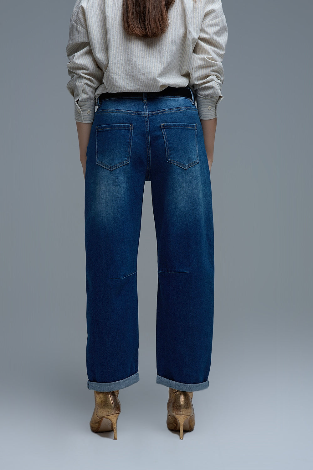 Basic Barrel Style jeans in Mid Blue - Denim
