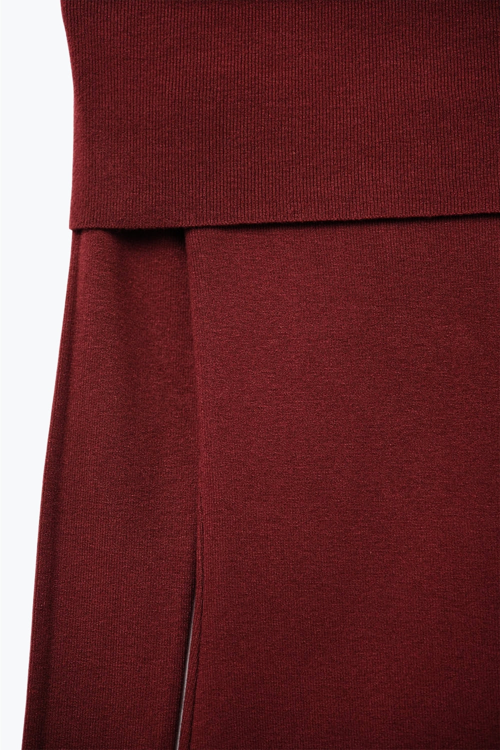 Maxi Knitted wide Bardot Dress in burgundy - dress, Dresses