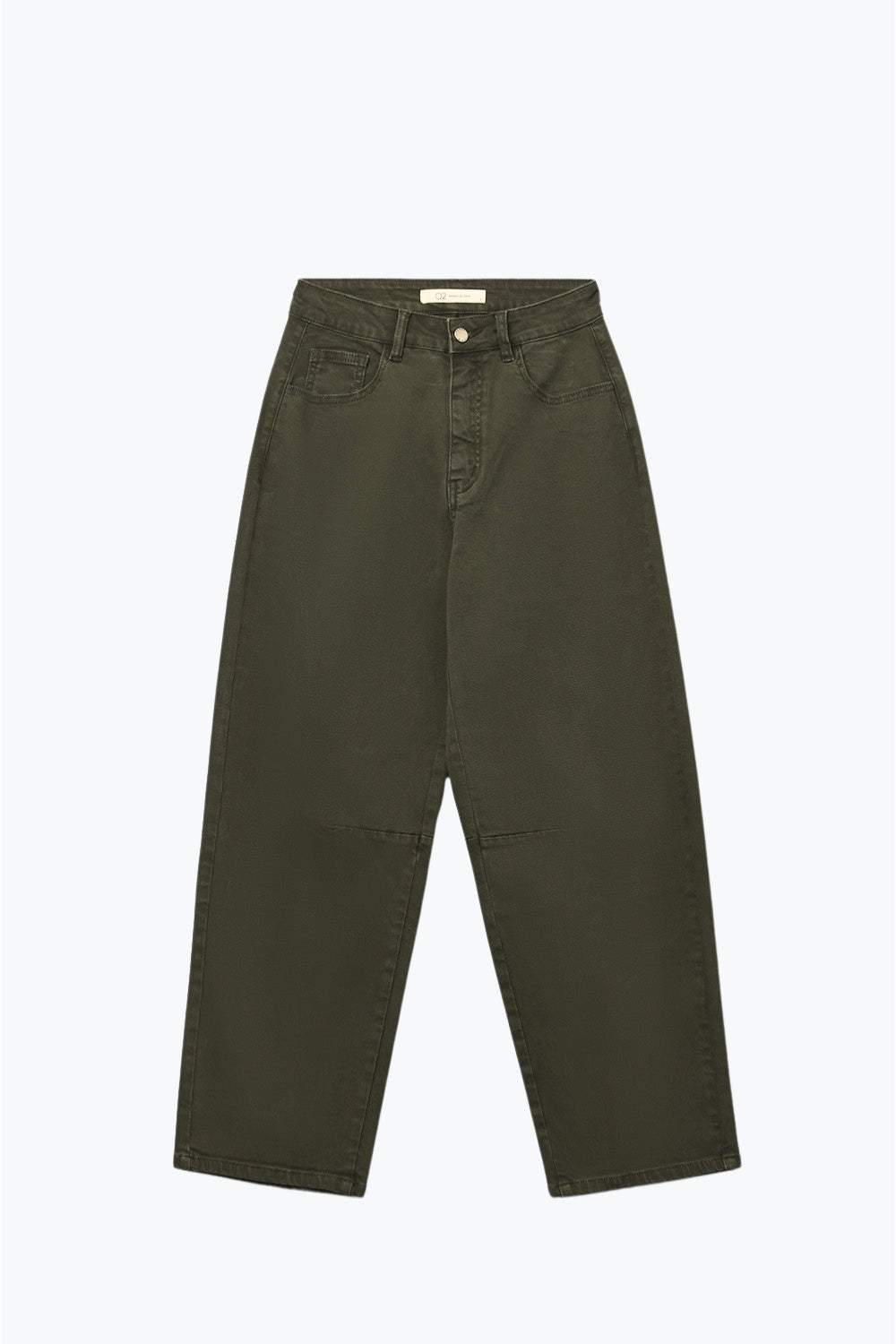 Comfortable stretch jeans with barrel leg in dark green