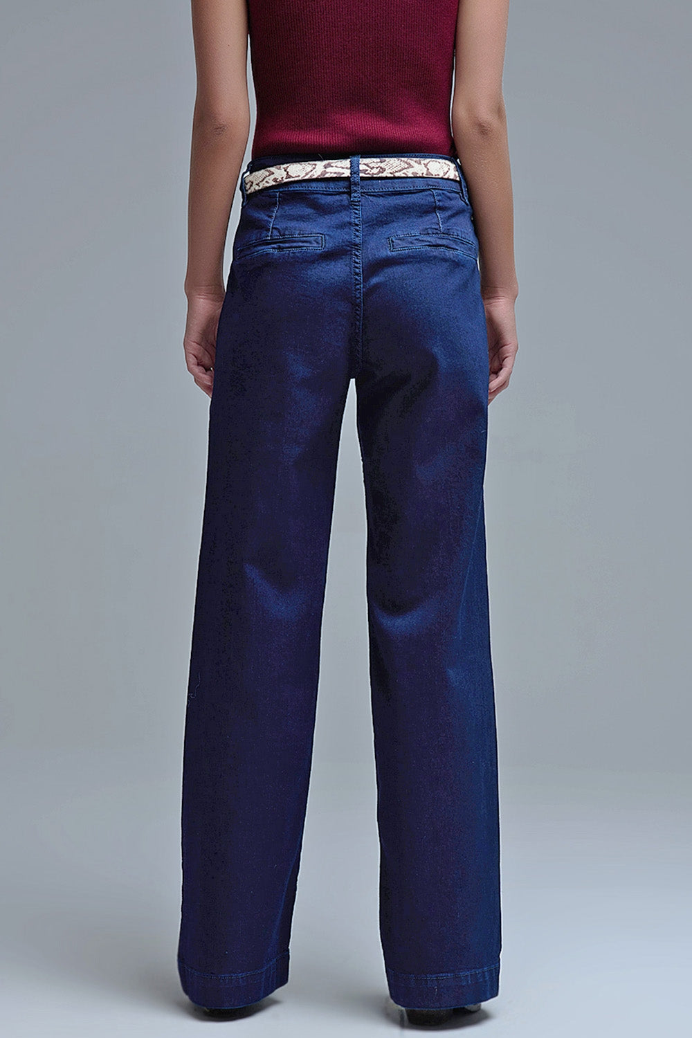 Straight Marine Jeans With Pocket Detail in Deep Blue - Denim