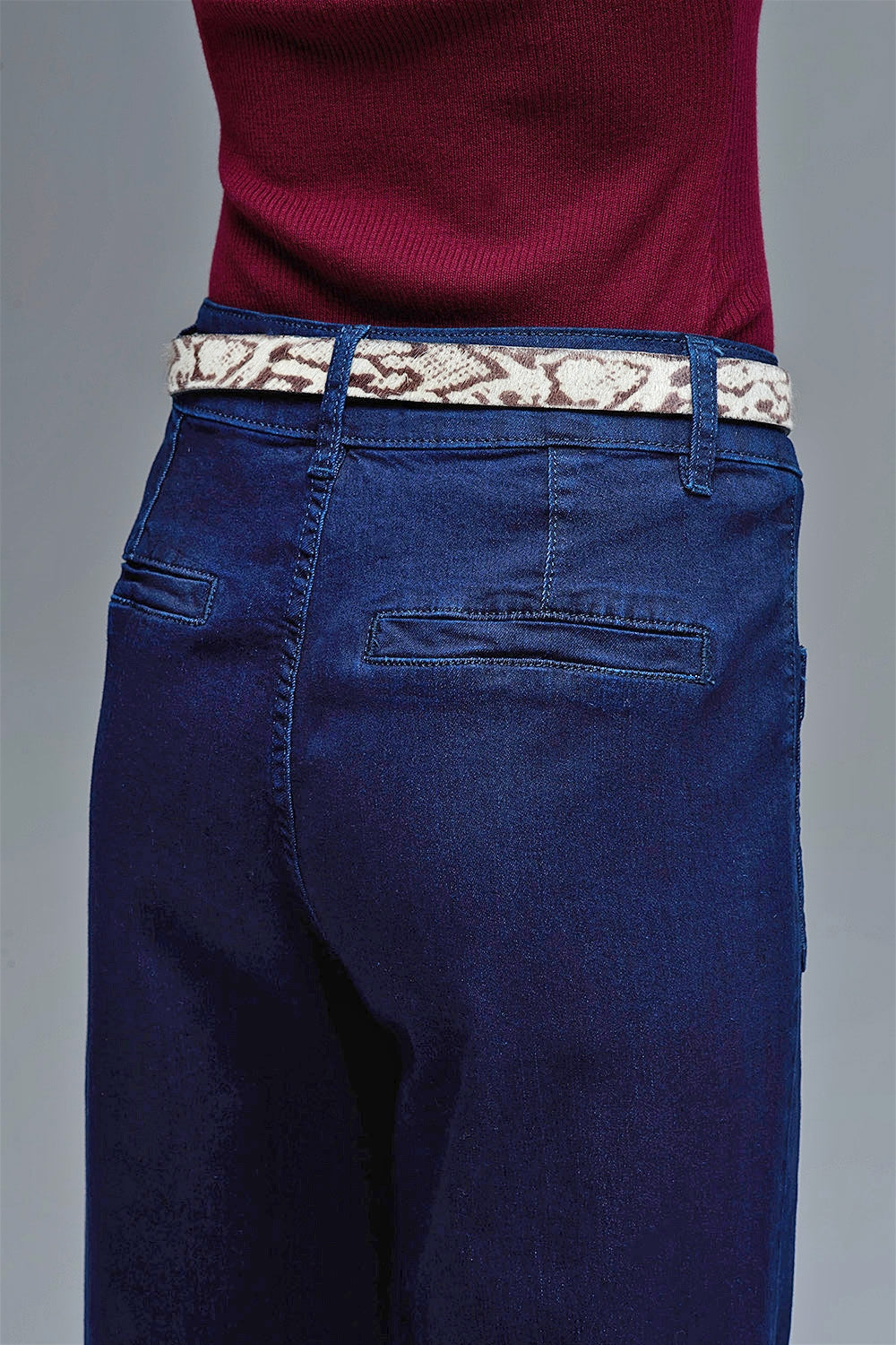 Straight Marine Jeans With Pocket Detail in Deep Blue - Denim