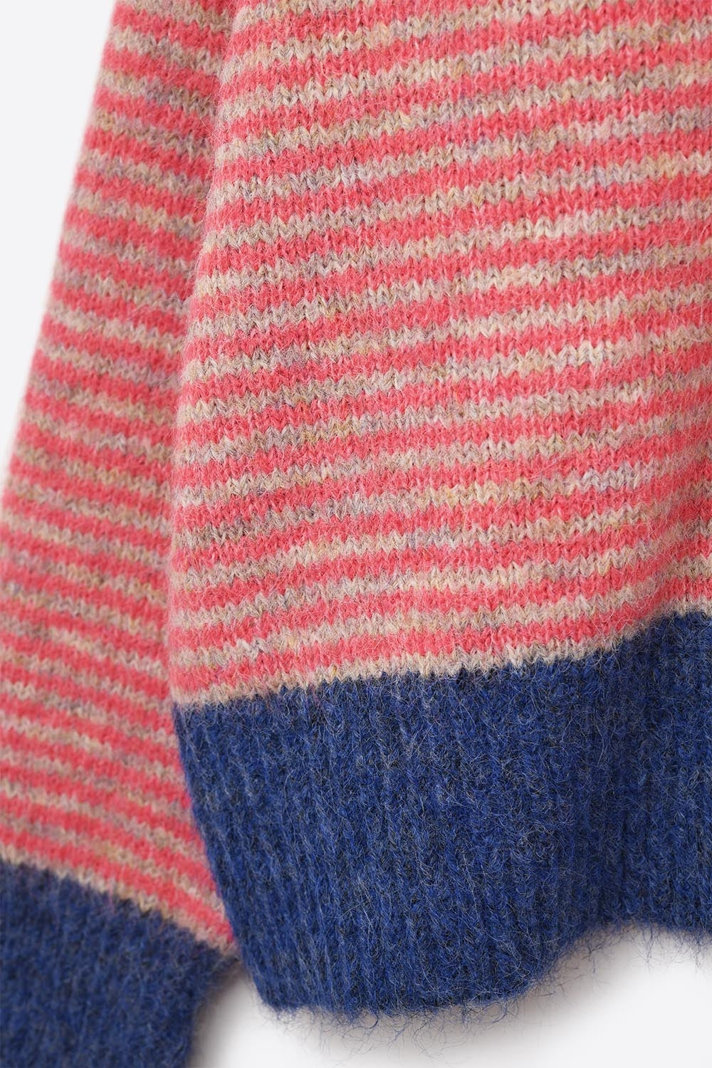 Fuchsia Striped Knit Sweater with Blue Details