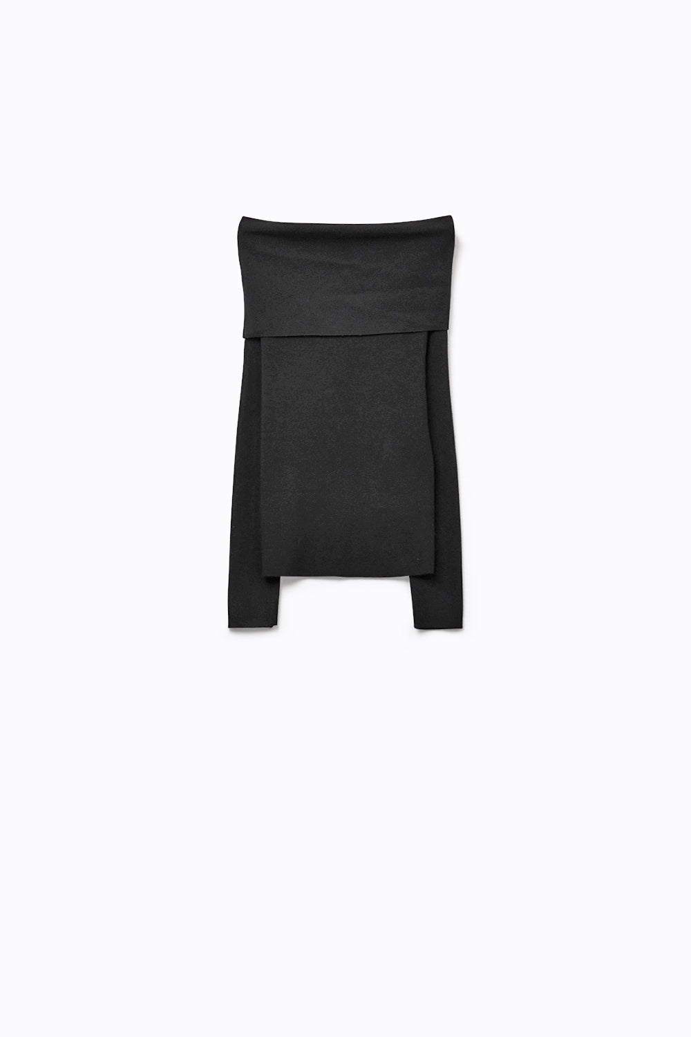 Chic Off-Shoulder boat neck Knit Top in black